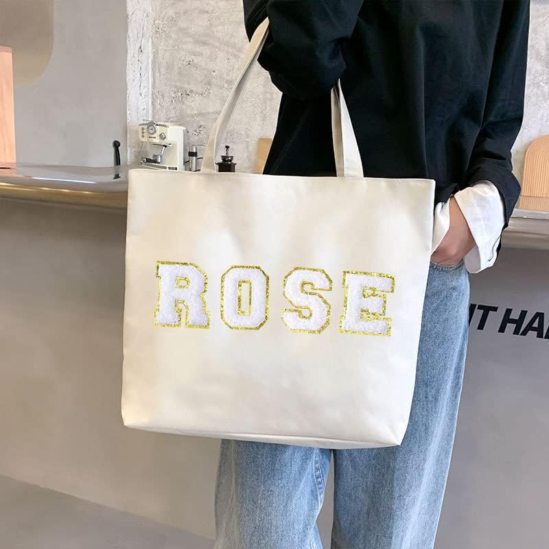 Miniatura 3 de Parches de letras de chenilla de 26 piezas, planchado, varsidad con purpurina, apliques de la A a la Z para camisas, zapatos, jeans, mochilas,