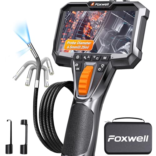 FOXWELL Y406D-Elite Dual Lens 220° Articulating Borescope, 0.25in Ultra-Slim Probe,