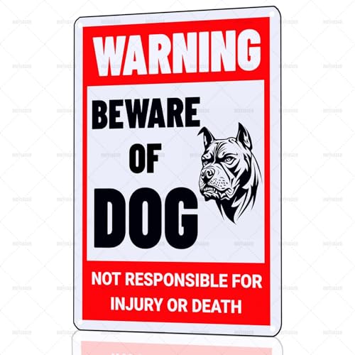 MUYIASER Beware of Dog Sign Pitbull Metal Sign Warning Beware of Dog Signs for Fence Outdoor Farm Garden Gate Home Yard Decor 8x12 Inch