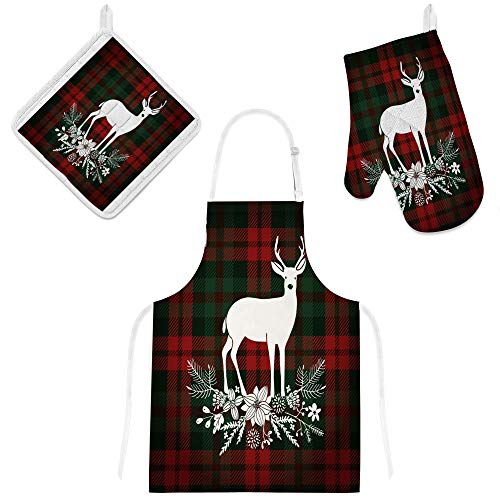 Tablier de cuisine imperméable et réglable 3 pièces pour Noël