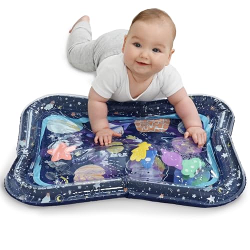 Image of The Peanutshell Tummy Time Water Play Mat for Babies, Girls or Boys - High Contrast Sensory Developmental Toy, Infant Baby Floor Toys Games, Baby Essentials Must Haves - Space