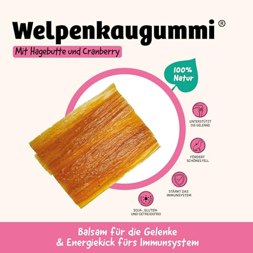 Carnello Welpenkaugummi – Welpen Leckerlies, Kauknochen Hund Welpe, Kauartikel Hund, Hundeleckerli getreidefrei – Wiederverschließbare Beutel (8 x 60g)