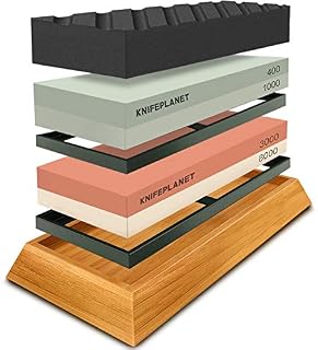 Knife Sharpening Stone Set – 400/1000 and 3000/8000-Grit Professional, Safe Knife Sharpener Set