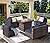 Grezone Patio Furniture Sets 7 Pieces Patio Sectional Outdoor Furniture Patio Sofa Chairs Set PE Rattan Wicker Couch Conversation Set with 5 Thickened Cushions, Fire Pit Table& Coffee Table Blue