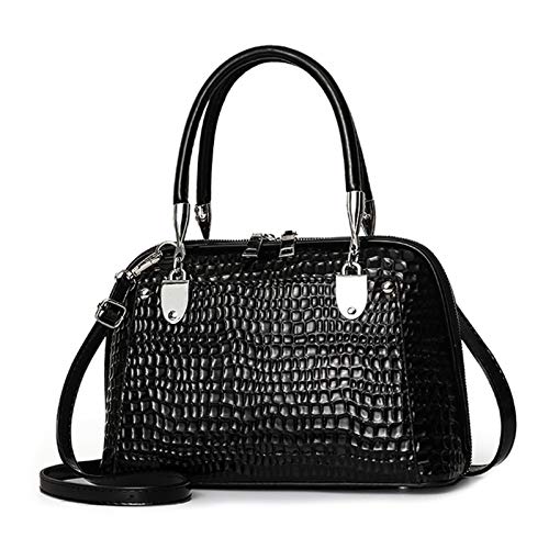 Materiale: pelle PU alla moda e confortevole con trama di coccodrillo, leggera, resistente all'usura, morbida e spessa, resistente all'usura, resistente alle crepe, traspirante e impermeabile. Accessori di fascia alta, la cerniera in metallo è liscia e non sbiadisce, il design del rivetto inferiore rende la borsa più resistente e il gancio in metallo ha una forte capacità di carico.