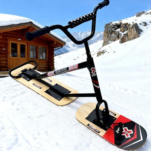 smafoseedding Patinete/Esquís De Nieve Nuevo - Patinete/Trineo De Nieve para Adultos, Revolucionario Doble Esquí, Rotación De 360° Y Carga De 150 Kg/330 LB, Moto De Nieve Todoterreno TypeB