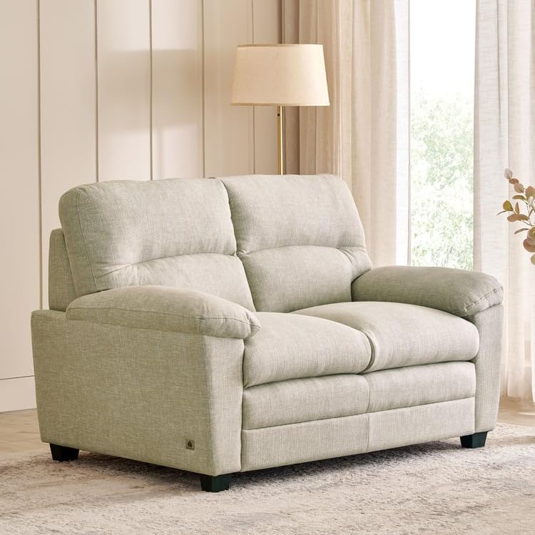 Image of Home Centre | Mojo | Fabric|Solid Wood | 2 Seater Sofas | Beige | 1 Year Warranty