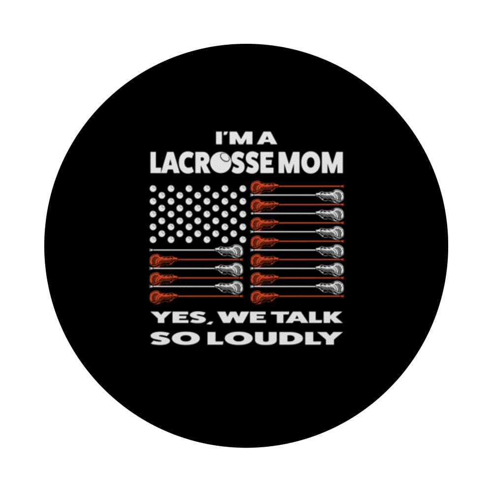 I'm a lacrosse mom yes, we talk so lodly sport PopSockets Swappable PopGrip, Black - Image 3