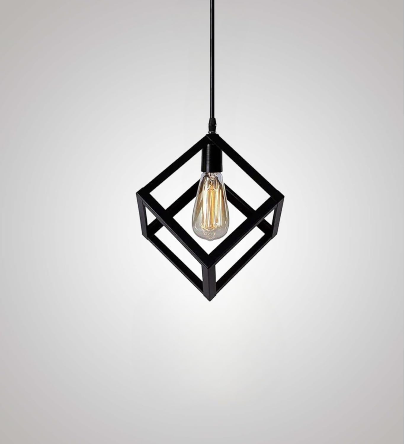 Pendant Lamp/Hanging Lamp/Ceiling Light for Bedroom, Living Room, Restaurants, Dining, Coffee Shop, Home and Office, Cube Shape, Black (Pack of 1, Without Bulb)-image-24