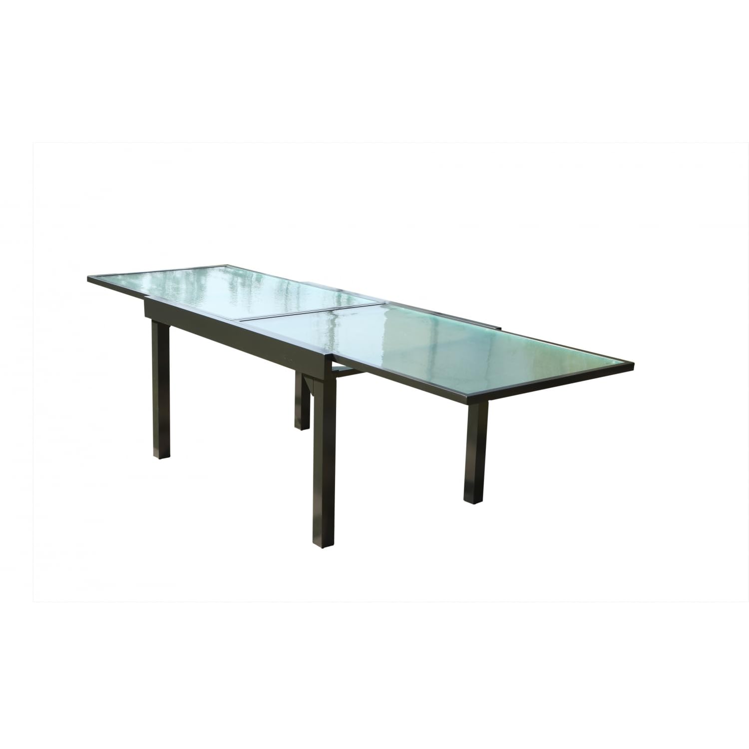Concept Usine | Mesa de Jardín Extensible Brescia | Mesa de Aluminio con Acabado Epoxi | Mecanismo de Extensión a 270 cm con Corredera, Deslizante con Rieles | Tapa de Cristal de Estilo Nashiji