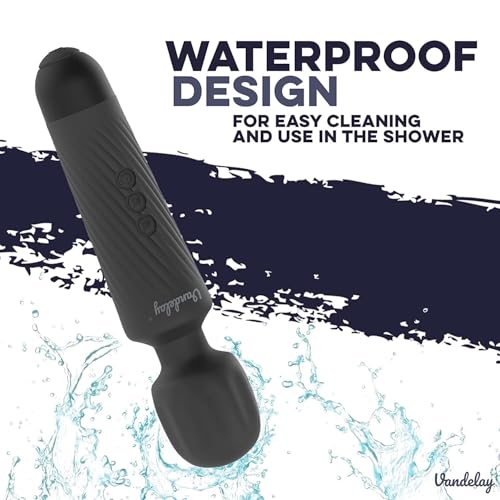 Image of Vandelay Full Body Massager for Women & Men, Rechargeable Wireless Massager Machine for Pain Relief, Handheld Massager with Medical Grade Silicone, 8 Speeds, 20 Modes - Mist Black