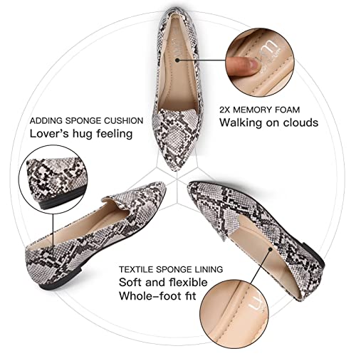Image of MUSSHOE Black Flats for Women Pointed Toe-Comfortable Business Casual Work Shoes, Dressy Suede Slip On with Memory Foam for Office, Teacher & Standing All Day