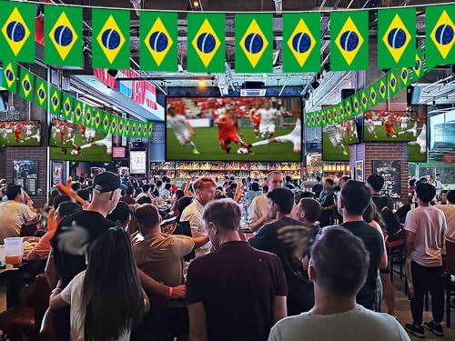 Image of Brazil String Flag Pennant Banner - 38 Flags, 42 Feet Small Mini Brazilian Flags Bunting Banner for Country Decoration, School, Party, Sports Events