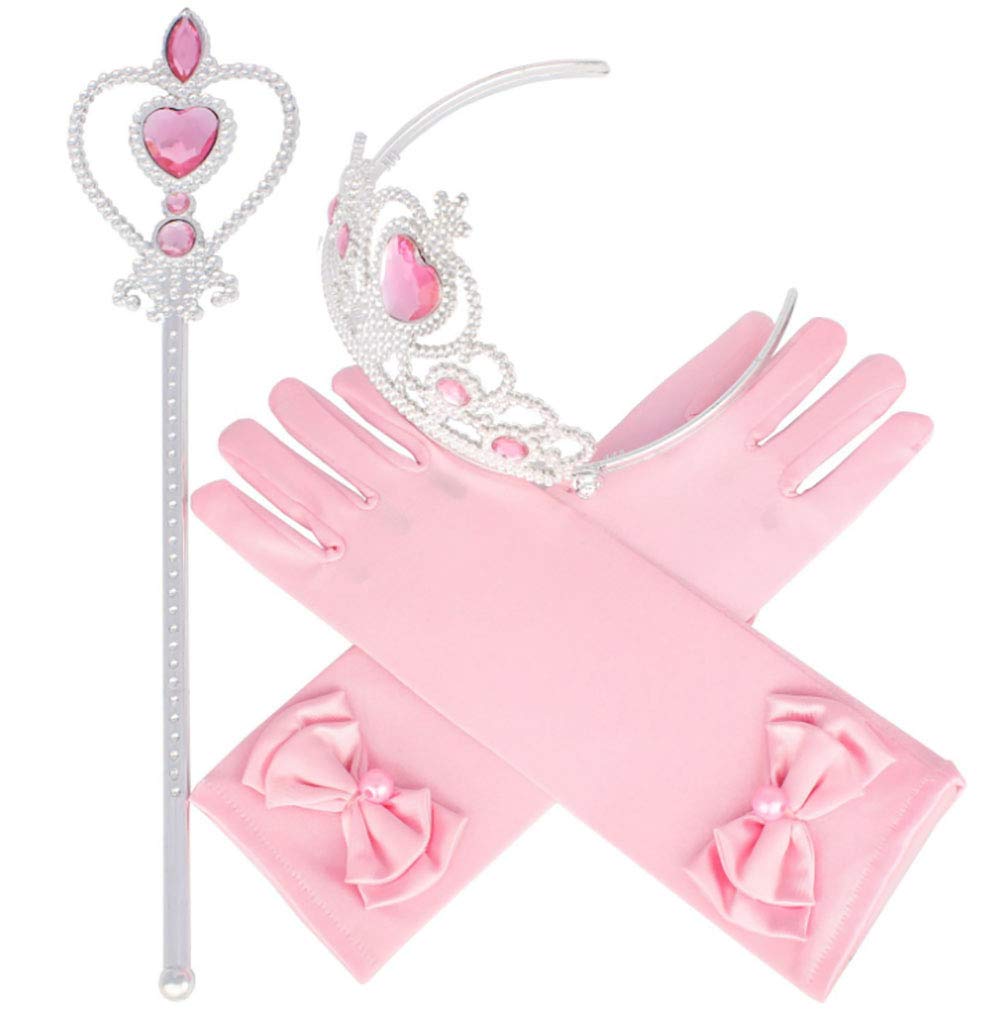 Marolaya Children's Dress Up Crown Gloves Heart Wand Set 3 Piece Set