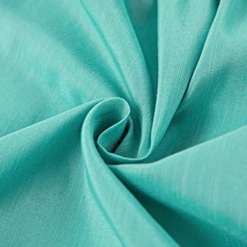 Biscaynebay Wrap Around Bed Skirts For Queen Beds 15 Inches Drop, Aqua Elastic Dust Ruffles Easy Fit Wrinkle & Fade Resistant Silky Luxurious Fabric Solid Machine Washable #TOP6
