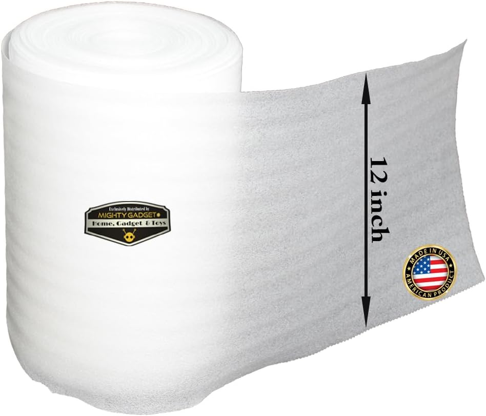 Mighty Gadget (R) 12" Wide x 300" Length (Inch) - 25 Feet Foam Wrap Rolls for Moving Packing Foam Roll Packing Materials. Packing Paper Alternative Shipping Supplies