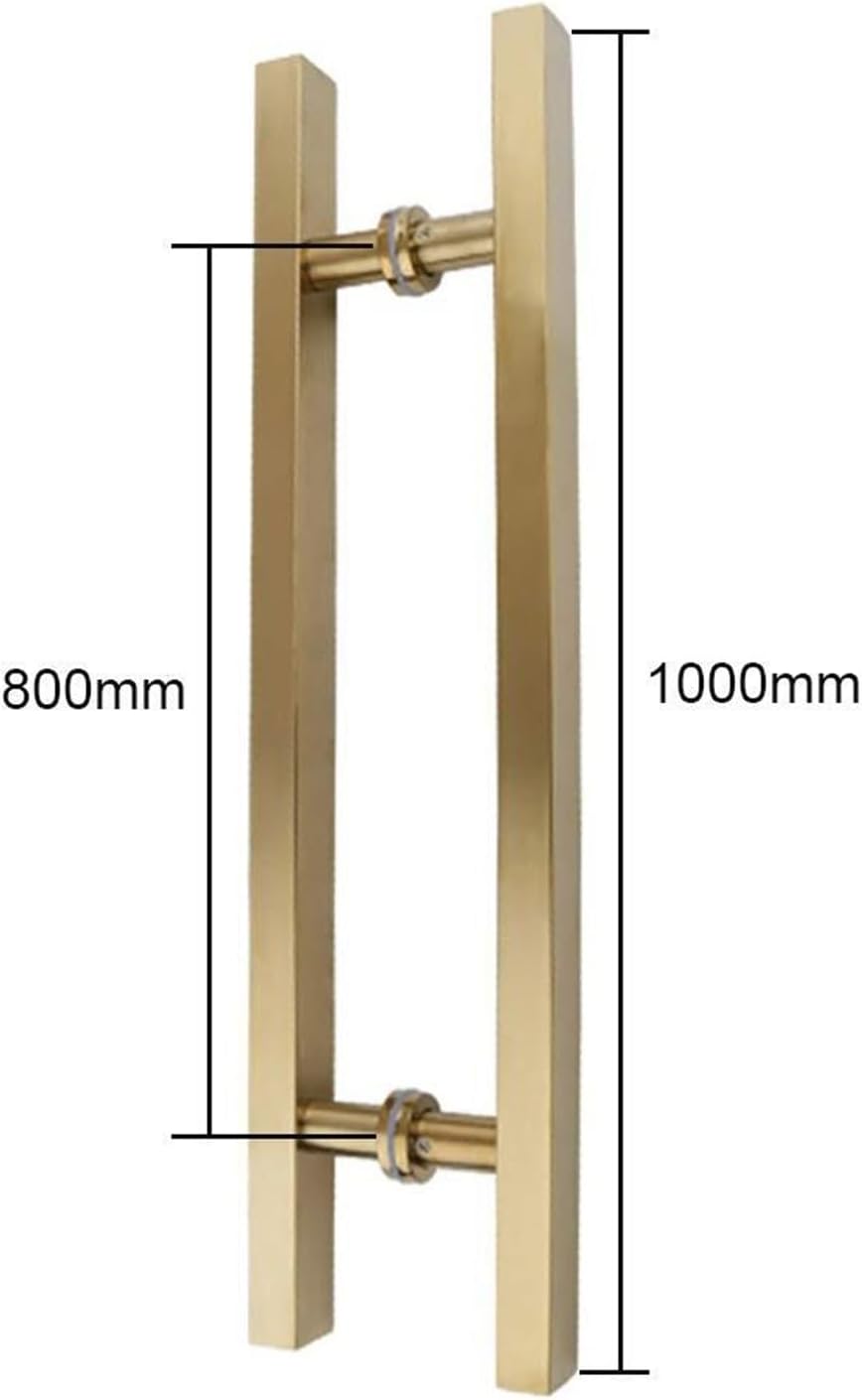 Thick Stainless Steel Titanium Gold Square Tube Handle Hotel Office Glass Door Push-Pull Handrail Wooden Door Sliding Handle,8 Sizes (Size : 1000x800mm)