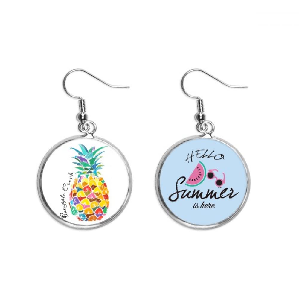 Pendientes de sandía con efecto acuarela y colorido tropical de verano 5