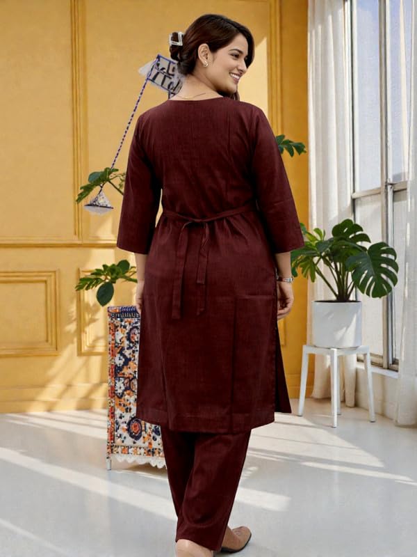 Image of RITIJYA Pure Cotton Feeding Kurta Pant Set for Women | Floral Anarkali Pregnancy Dress with Concealed Nursing Zipper Side Pocket | Pre & Post Partum | Maternity Dresses | Baby Shower Outfit