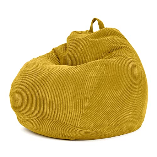 Green Bean© Pouf d'Intérieur 90x110cm Remplissage de Perles EPS & Tissu en Velours Côtelé Doux Lavable - Intérieur Coussin Sol Siège Repos Tabouret...
