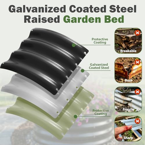Image of 3 PCS Round Raised Garden Bed 2x2x1 ft, Metal Outdoor Planter Box Kit with Safety Rubber Edge, Easy Assemble Bottomless Small Planting Container for Vegetable, Flower, Fruit, Grey