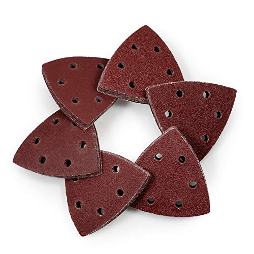 SPEEDWOX 60 Pcs 3-1/2 Inches 90mm Detail Sander Sandpaper Triangle Hook and Loop Sanding Pads Assorted 40/60/80/100/120/240 Grits Triangle Detail Oscillating Tools