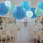 Blue Paper Lanterns 12 Pcs Assorted size of 6" 8" 10" 12" Chinese Round Paper Hanging Decorations Lanterns Lamps for Home Decorations, Parties, and Weddings - Image 3