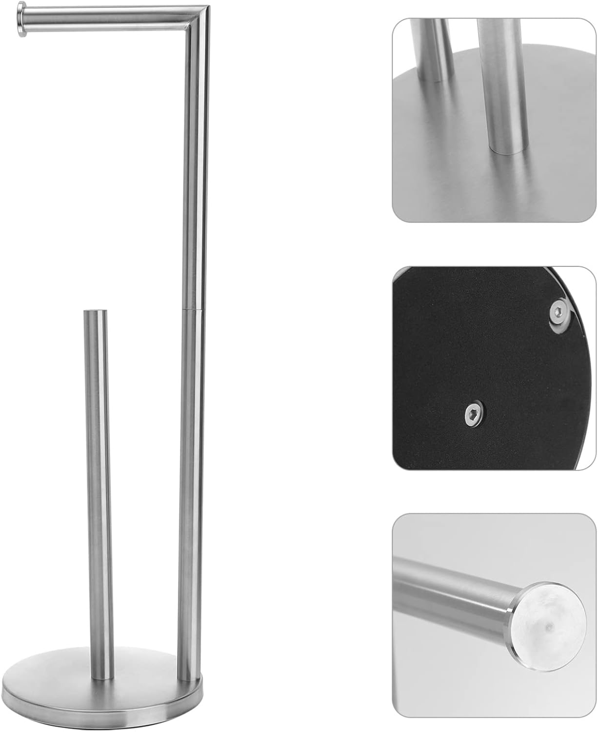 DOITOOL Standing Toilet Paper Holder Stand Vertical Paper Towel Rack for Bathroom Organization Space-Saving Design for Easy Access and Handling Durable and Essential