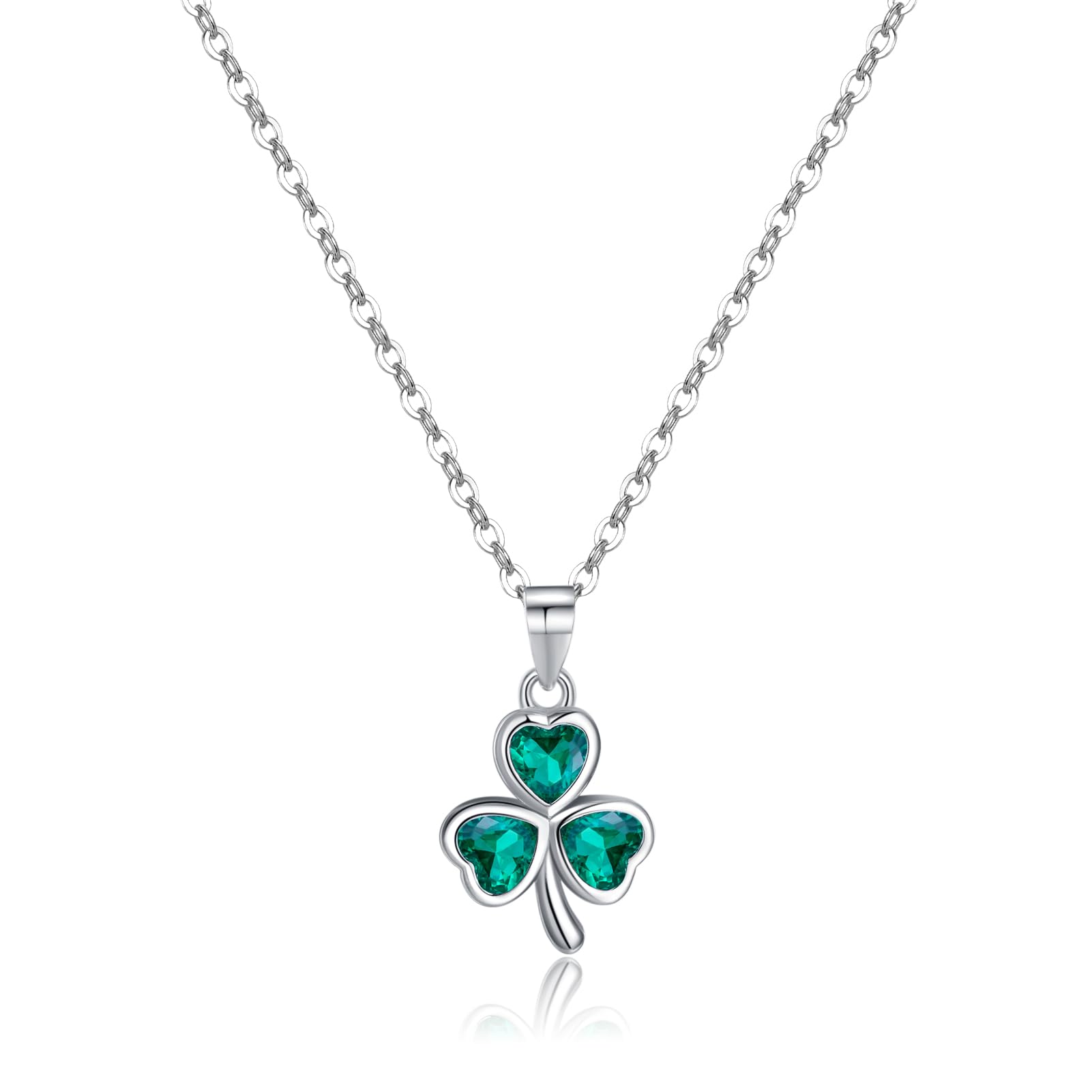 SLUYNZ Collana girocollo in argento Sterling 925 con trifoglio irlandese verde, per donne e adolescenti, collana con ciondolo a forma di quadrifoglio per San Patrizio