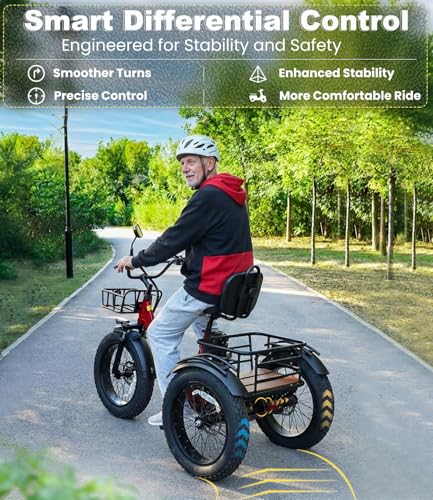 KAKIGO Electric Tricycle for Adults,Peak 1350W Motor