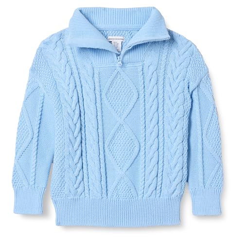 Pull en tricot torsadé col zippé pour garçon coupe décontractée
