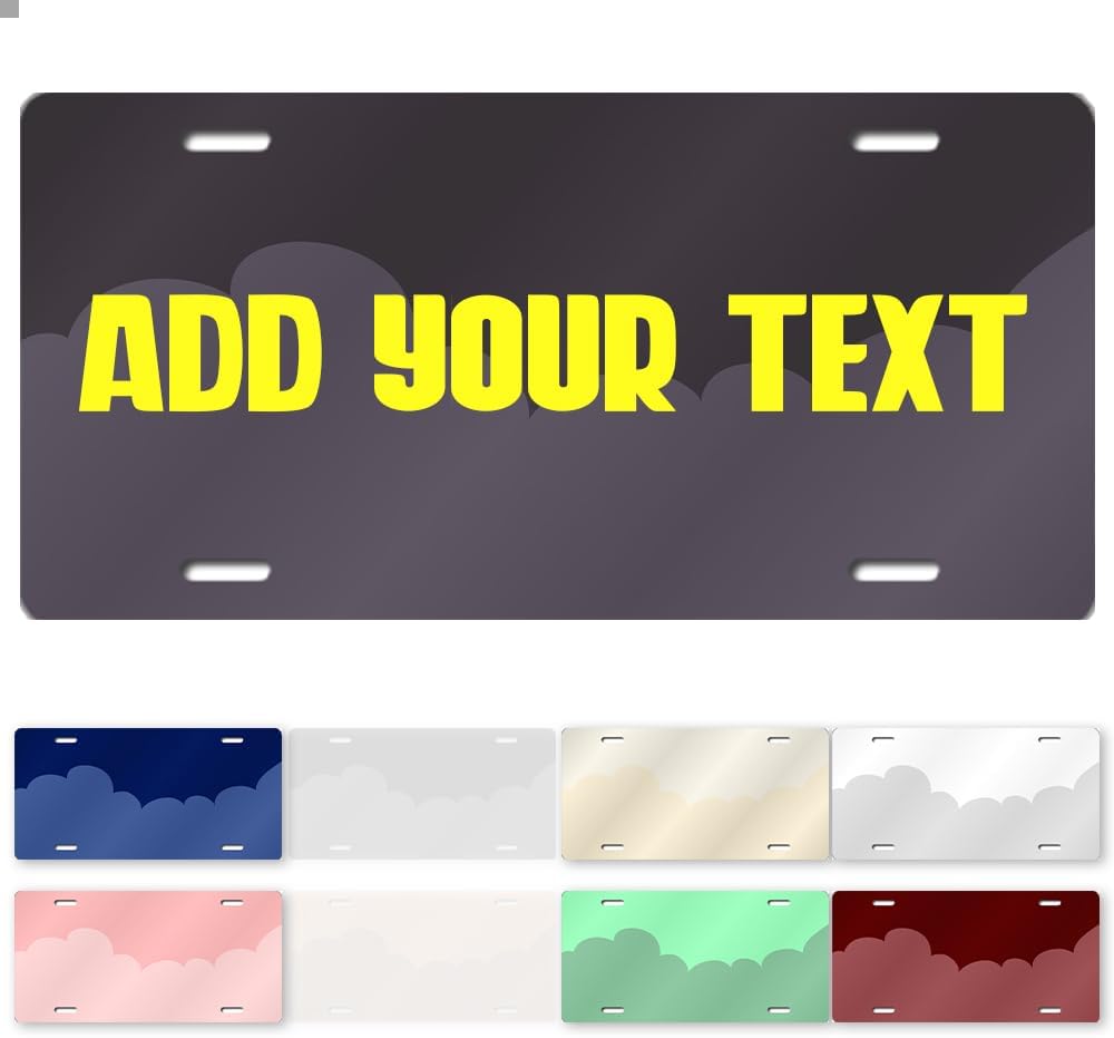Custom Any Text License Plate Cloud-Pattern License Plate Personalized Car Tag with 2/4 Holes Customized Car Sign Accessory Aluminum Metal Funny Thanks Birthday Gift for Men Women