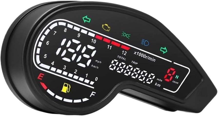 Motorcycle Odometer Gauge Universal Motorcycle Digital LED Tachometer Dashboard Racer Instrument Panel With Turn Signal Light For
