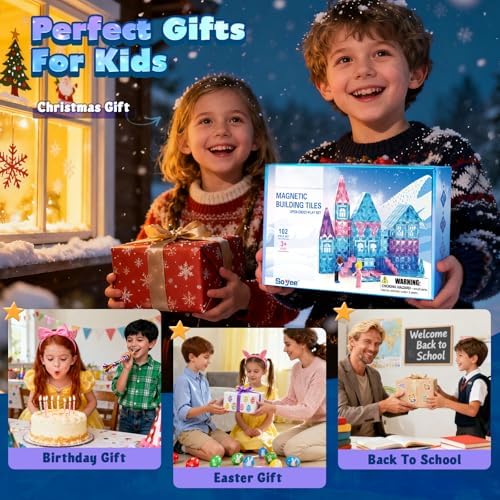 Soyee Ice-Theme Magnetic Tiles 102-Piece Set with Dolls & Stairs — view 7
