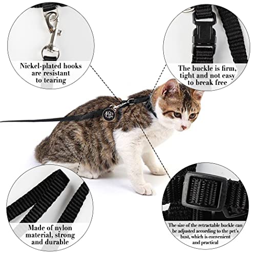 Image of The Pets Company Cat Harness Leash Set for Cats & Kittens, 45 Inches Black