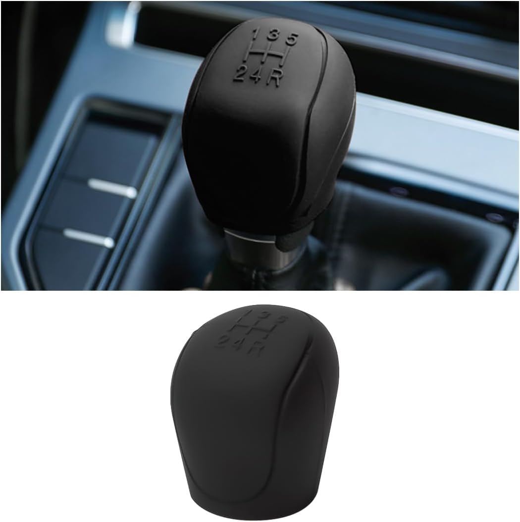 AutoBizarre Car Interior Decoration Anti-Slip Scratch-Resistant 5 Speed Gear Shift Knob Rubber Silicone Cover for All Cars, Vans & Trucks (Black)