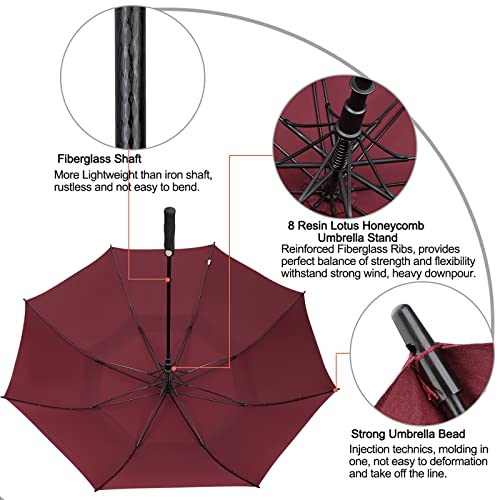 Image of G4Free 47 /54 /62 /68 Inch Automatic Open Golf Umbrella Oversize Extra Large Double Canopy Vented Windproof Waterproof Stick Umbrellas