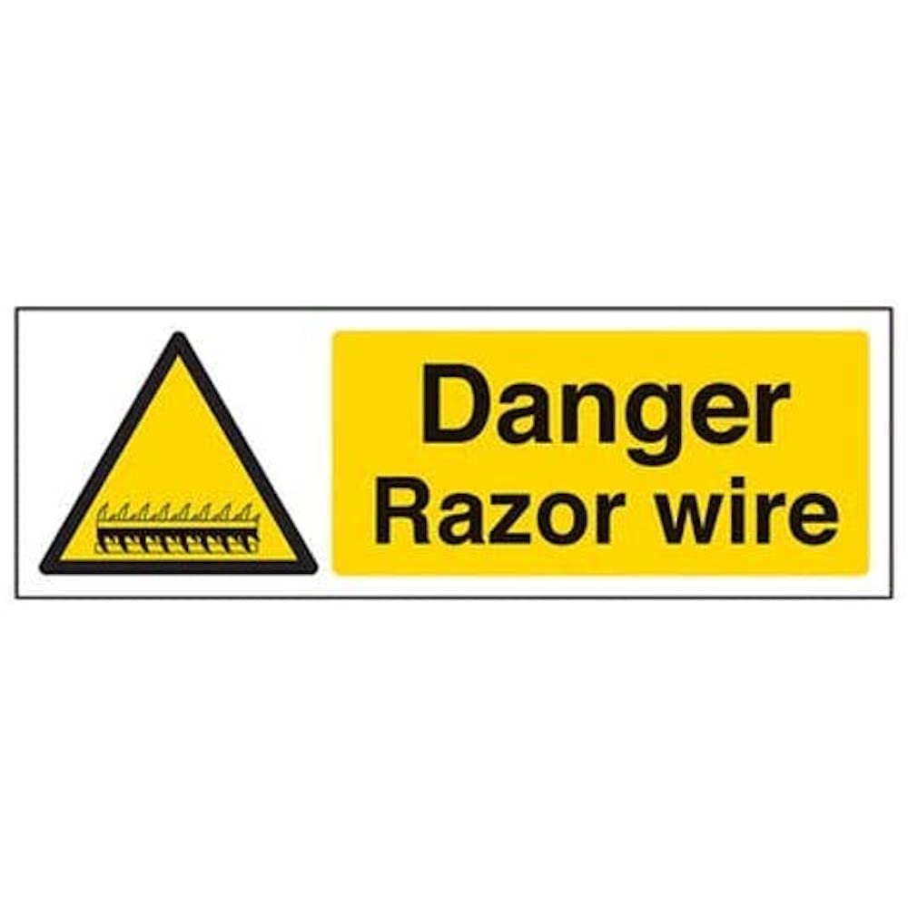 V Safety Eco Friendly Warning General - Danger Razor Wire - 300 X 100mm, Multi, 300x100mm