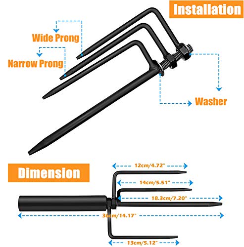 Brillihood Outside String Light Pole, 9ft Sturdy 4 Prong Fork Pole Stand, LED Solar Hanging Bulbs Used for Patio, Backyard, Courtyard Garden, Chrismas, Café Wedding Light Décor, (2-Pack)
