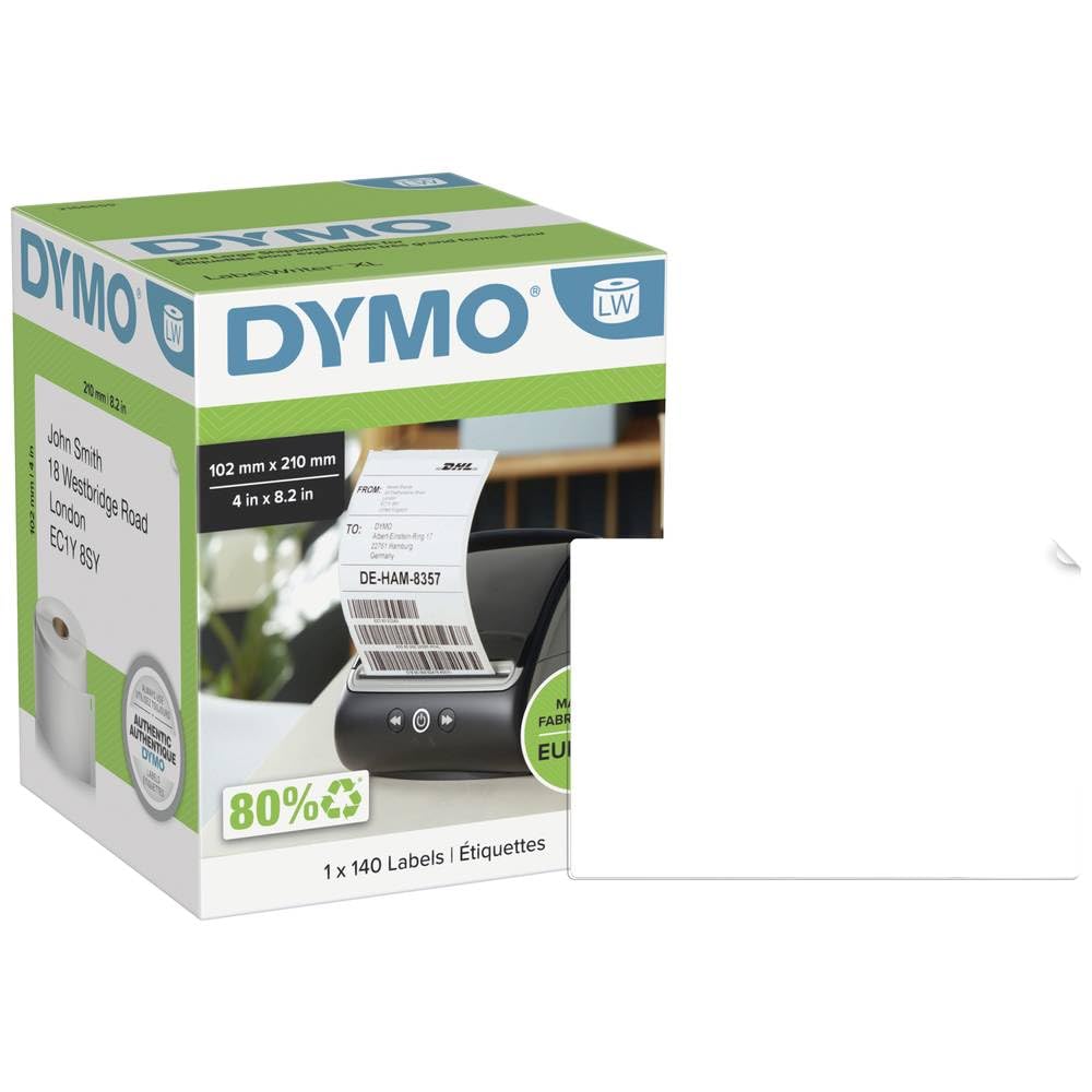 DYMO LW étiquettes authentiques d’expédition extra-larges pour étiqueteuses LabelWriter 5XL/4XL | 104 mm x 159 mm | rouleau de 220 | impression en noir sur fond blanc