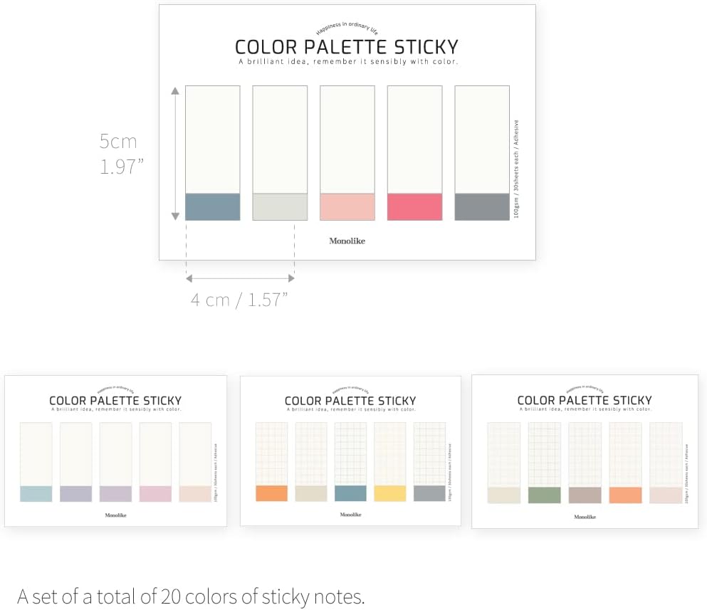 Monolike Color Palette Sticky Index 500 Set 4P - Self-Adhesive Memo Pad 30 Sheets image 2