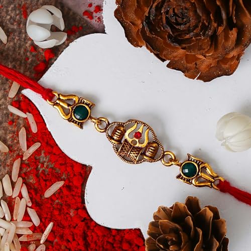 Image of eCraftIndia Designer Bracelet Religious Rakhi, Brown::Gold, One Size
