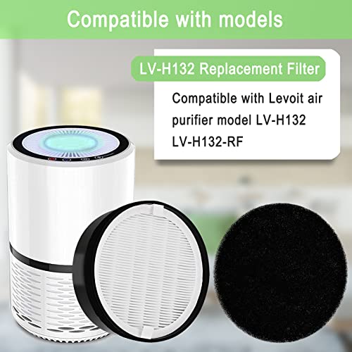 LEVOIT LV-H132 Replacement Filter 3 Pack LV-H132-RF True HEPA & Activated Carbon Filter H13 Purifier Parts for LV-H132 A 