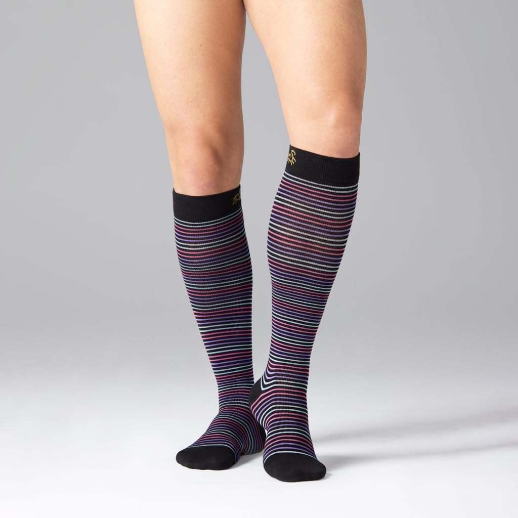 SOLIDEA Gambaletti STRIPE GAME ATLAS, Colore NERO, Calze a compressione graduata 15/21 mmHg Art. 0631A0