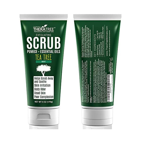 Tea-Tree-Oil-Exfoliating-Scrub-with-Bamboo-Charcoal-Neem-Oil-Natural-Pumice-by-Oleavine-TheraTree Tea Tree Oil Exfoliating Scrub with Bamboo Charcoal, Neem Oil & Natural Pumice by Oleavine TheraTree