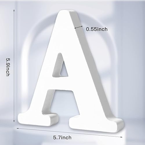 Miniatura 10 de AOCEAN Letras de madera blanca de 6 pulgadas, letras de madera sin terminar para decoración de pared, letras decorativas de pie, rebanadas,