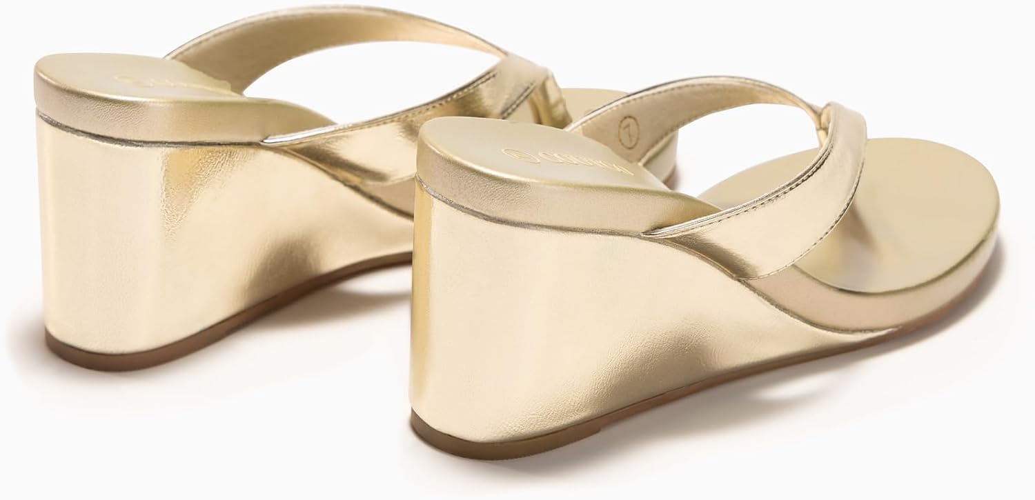 Coutgo Womens Wedge Heels Sandals Platform Flip Flops Slides Slip On Summer Beach Shoes - Image 6