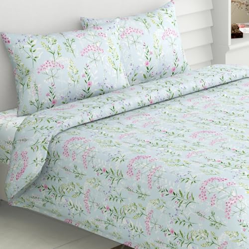 haus & kinder Bedsheet,100% Cotton Double Bed Sheet, 186 TC Pure ...