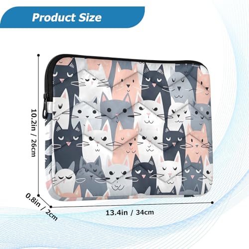 Funda para portátil 13-14 pulgadas rosa con diseño de gatos miniatura 3