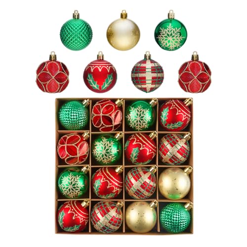 Christmas Ball Ornaments Set for Tree Decorations, 16ct 2.36" Red